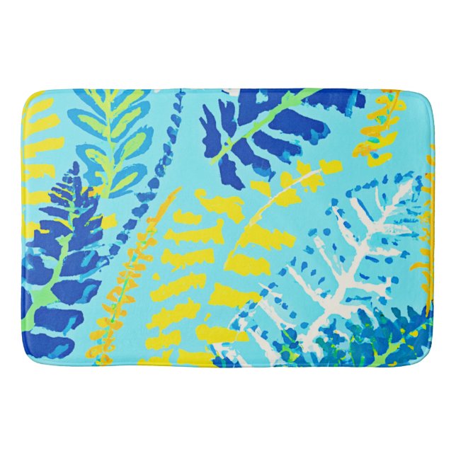 Vibrant Floral Design Bath Mat (Front)