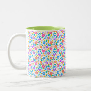 vibrant floral design, colourful flower mug