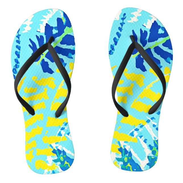 Vibrant Floral Design Flip Flops (Footbed)