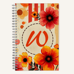 Vibrant Floral Distressed Watercolor Chic Monogram Notebook