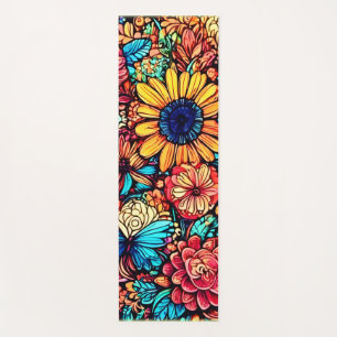 Vibrant Floral Doodle Explosion Yoga Mat