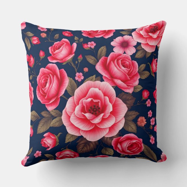 Vibrant Floral Elegance Pillow  (Back)