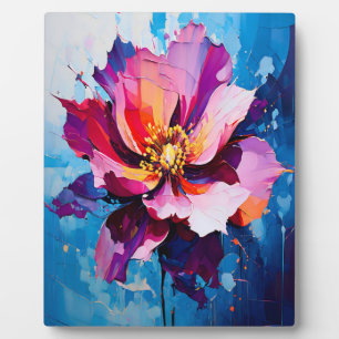 Vibrant Floral Explosion Abstract Flower Art Plaque