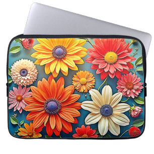 Vibrant Floral Fantasy Design Laptop Sleeve