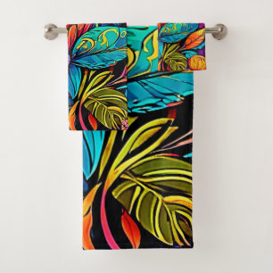 Vibrant Floral Fantasy in Bold Colours Bath Towel Set