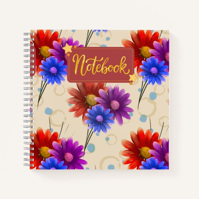 Vibrant Floral Fantasy Notebook  (Front)
