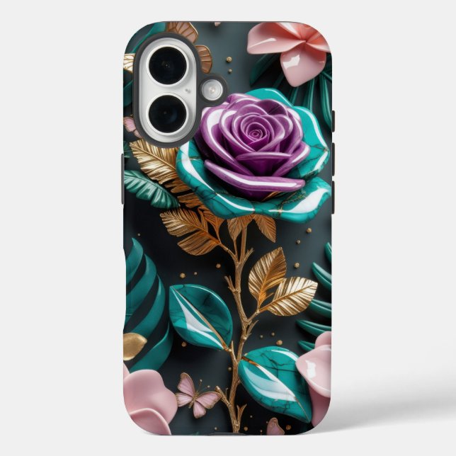 Vibrant Floral Fantasy with Purple Rose Case-Mate iPhone Case (Back)