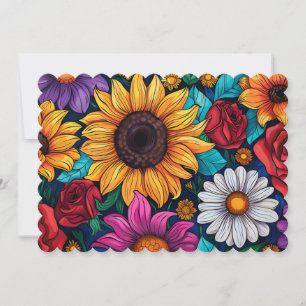 Vibrant Floral Flat Greeting Card – Sunflowers, Ro