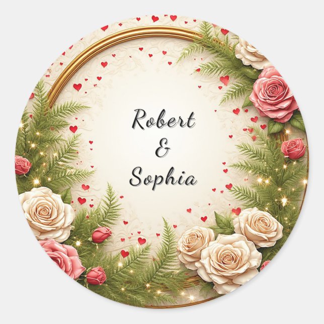 Vibrant Floral Frame Design Classic Round Sticker (Front)