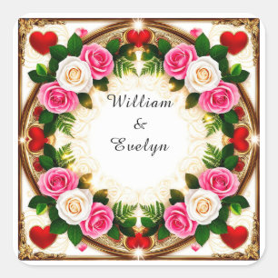 Vibrant Floral Frame Design Square Sticker