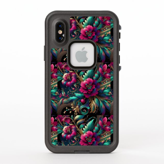 Vibrant Floral Fusion LifeProof iPhone Case (Back)