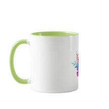 Vibrant Floral Garden Coffee Mug  Green Accents