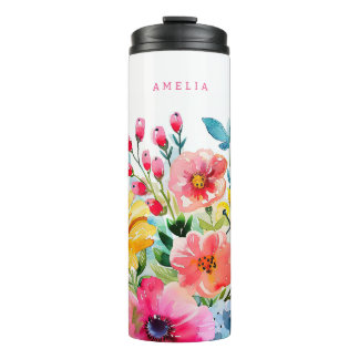 Vibrant Floral Garden Thermal Tumbler