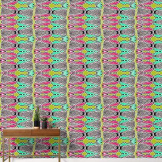 Vibrant Floral Geometric Folk Art Pattern Wallpaper