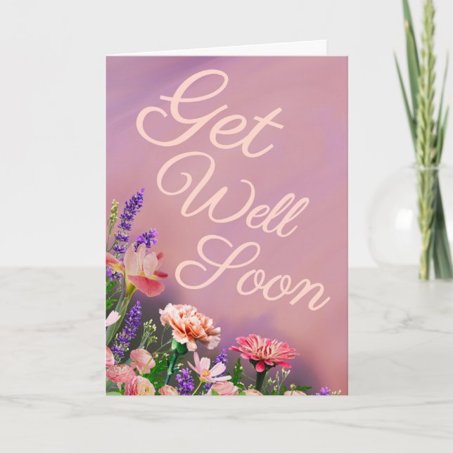  Vibrant Floral Get Well Soon Personalized Card (Front)