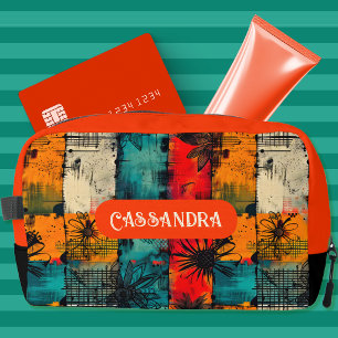 Vibrant Floral Grunge Multicolor Cosmetics Bag