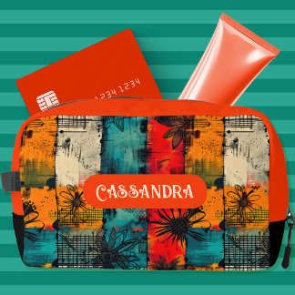 Vibrant Floral Grunge Multicolor Cosmetics Bag