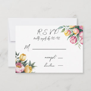 Vibrant Floral Harmony Wedding RSVP Card