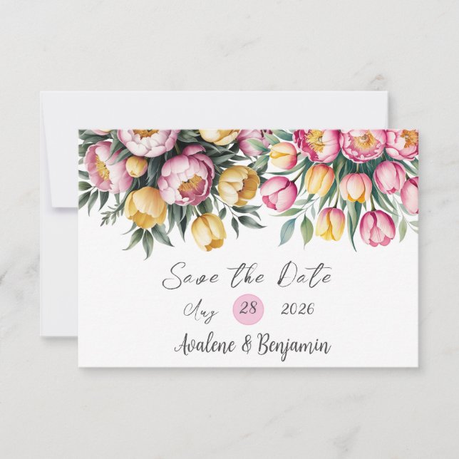 Vibrant Floral Harmony Wedding Save The Date (Front)