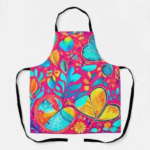 Vibrant Floral Heart Art Apron