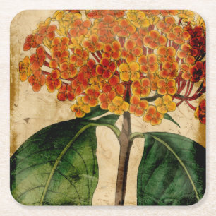 Vibrant Floral I Square Paper Coaster