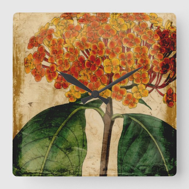 Vibrant Floral I Square Wall Clock (Front)