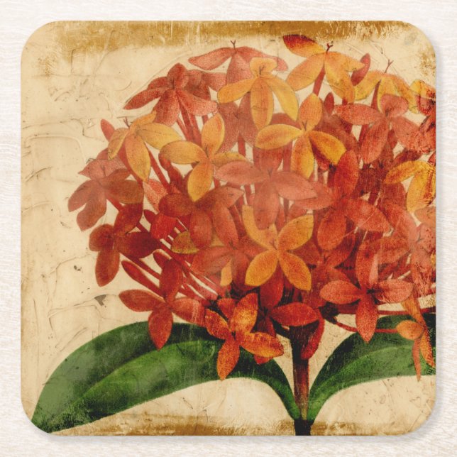 Vibrant Floral III Square Paper Coaster (Front)