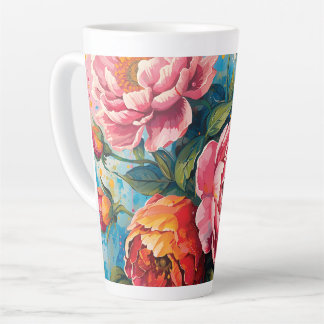 "Vibrant Floral Latte Mug – Coffee Cup for Tea
