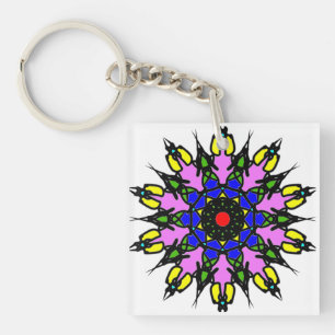 Vibrant Floral Mandala Key Ring