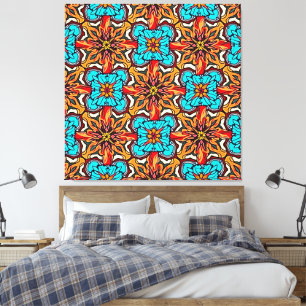 Vibrant Floral Mandala Repeat Art Canvas Print