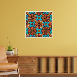 Vibrant Floral Mandala Repeat Art Poster