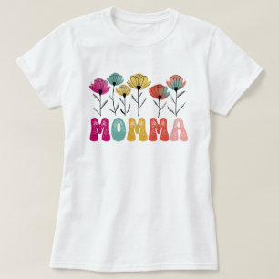 Vibrant Floral MOMMA Typography for Mother's Day T-Shirt