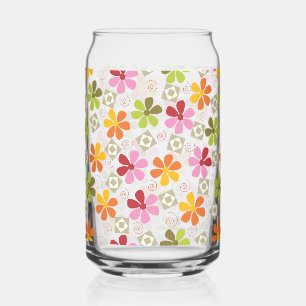 Vibrant Floral Mosaic Can Glass