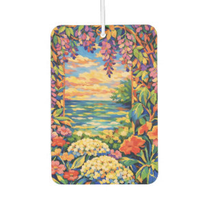 Vibrant Floral Ocean Sunset Garden – Fauve Car Air Freshener