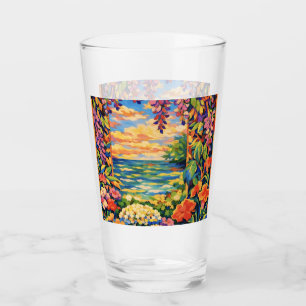 Vibrant Floral Ocean Sunset Garden – Fauve Glass