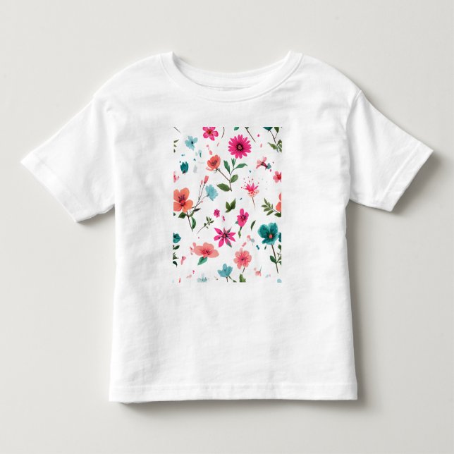 Vibrant Floral Pattern Art Toddler T-Shirt (Front)