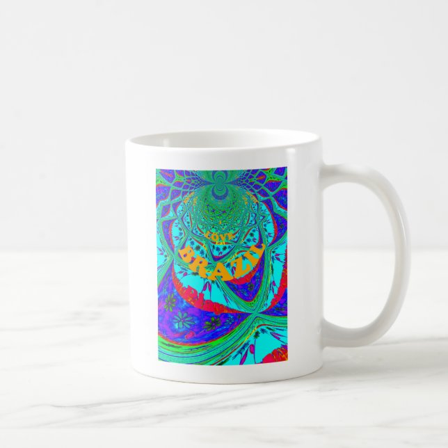 Vibrant Floral Pattern: Brazilian Tribute Eat Love Coffee Mug (Right)
