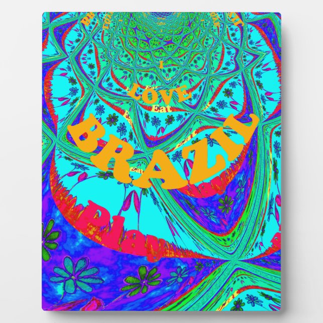 Vibrant Floral Pattern: Brazilian Tribute Eat Love Plaque (Front)