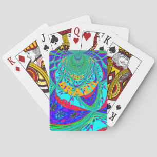 Vibrant Floral Pattern: Brazilian Tribute Eat Love Playing Cards