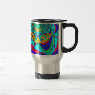 Vibrant Floral Pattern: Brazilian Tribute Eat Love Travel Mug