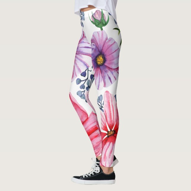 Vibrant floral pattern design legging girls women (Left)