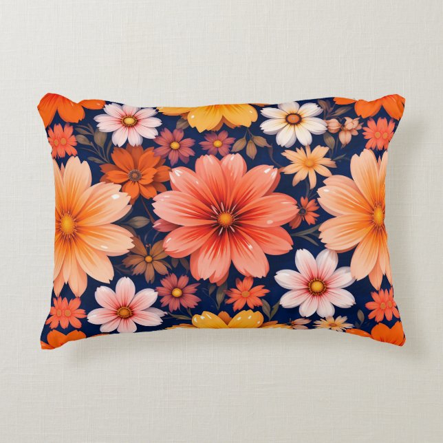 Vibrant Floral Pattern Featuring Colourful Blooms Decorative Cushion (Front)