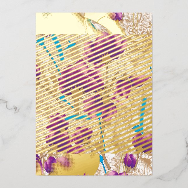 Vibrant floral pattern featuring purple and blue f (Front)