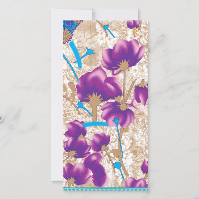 Vibrant floral pattern featuring purple and blue f (Front)