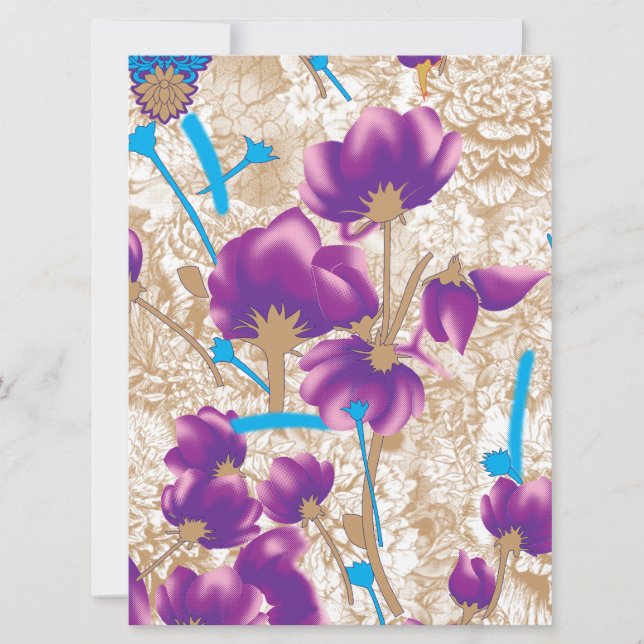 Vibrant floral pattern featuring purple and blue f (Front)