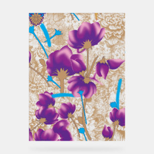 Vibrant floral pattern featuring purple and blue f acrylic sign