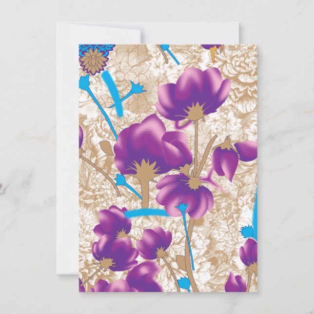 Vibrant floral pattern featuring purple and blue f announcement (Front)