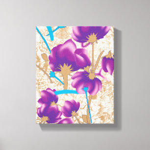 Vibrant floral pattern featuring purple and blue f canvas print