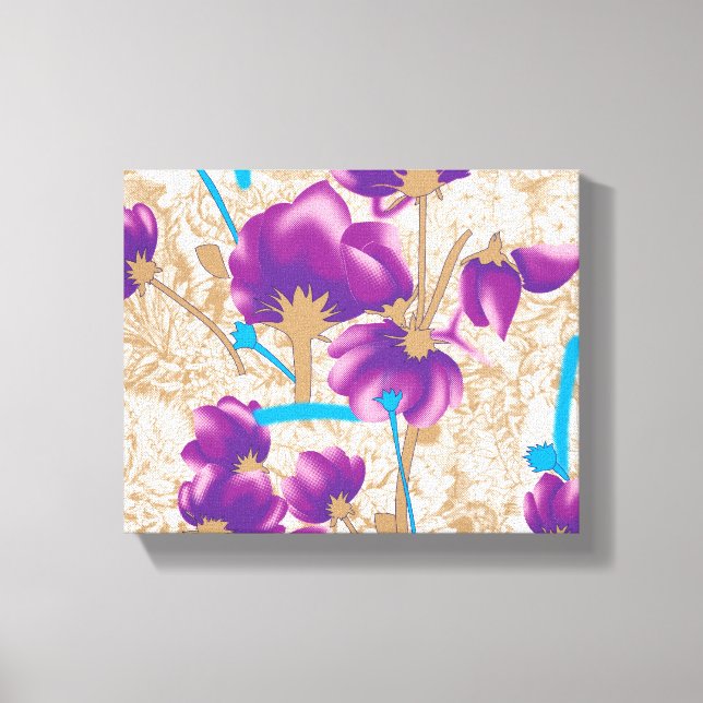 Vibrant floral pattern featuring purple and blue f canvas print (Front)