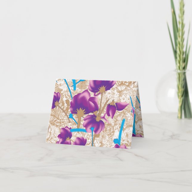 Vibrant floral pattern featuring purple and blue f card (Front)